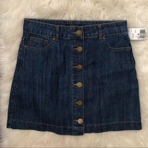 Denim mini skirt.
